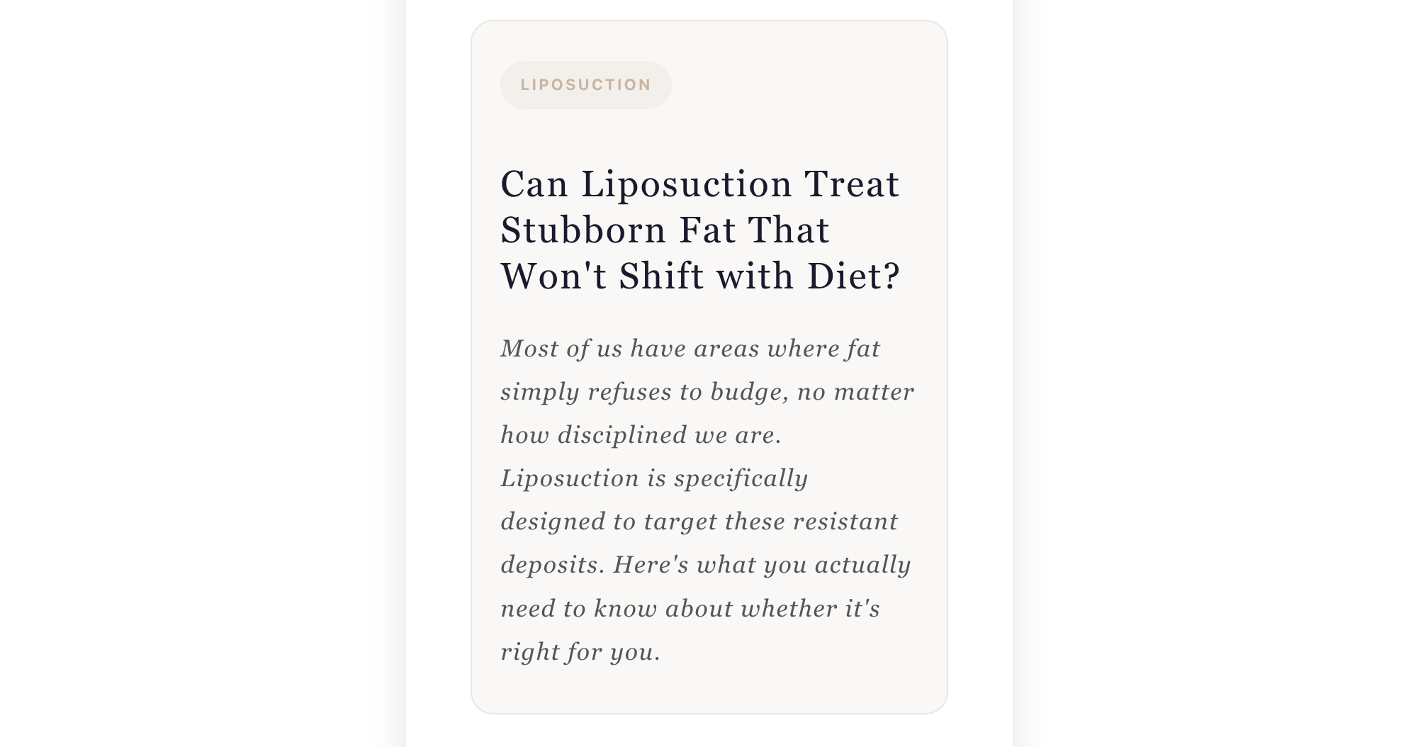 Can Liposuction Treat Stubborn Fat That Won’t Shift With Diet