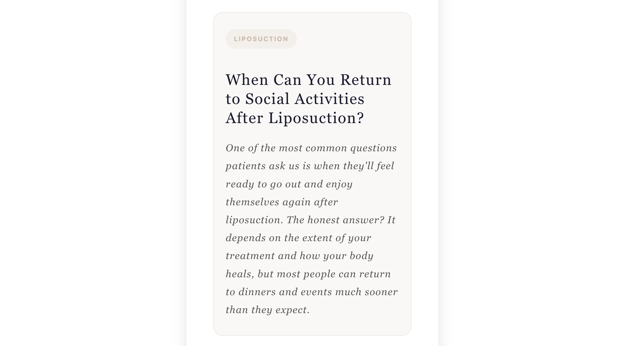 When Can You Return to Social Activities After Liposuction?