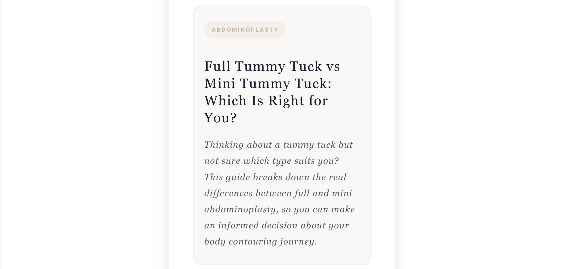 Full Tummy Tuck vs Mini Tummy Tuck: Which Is Right for You?
