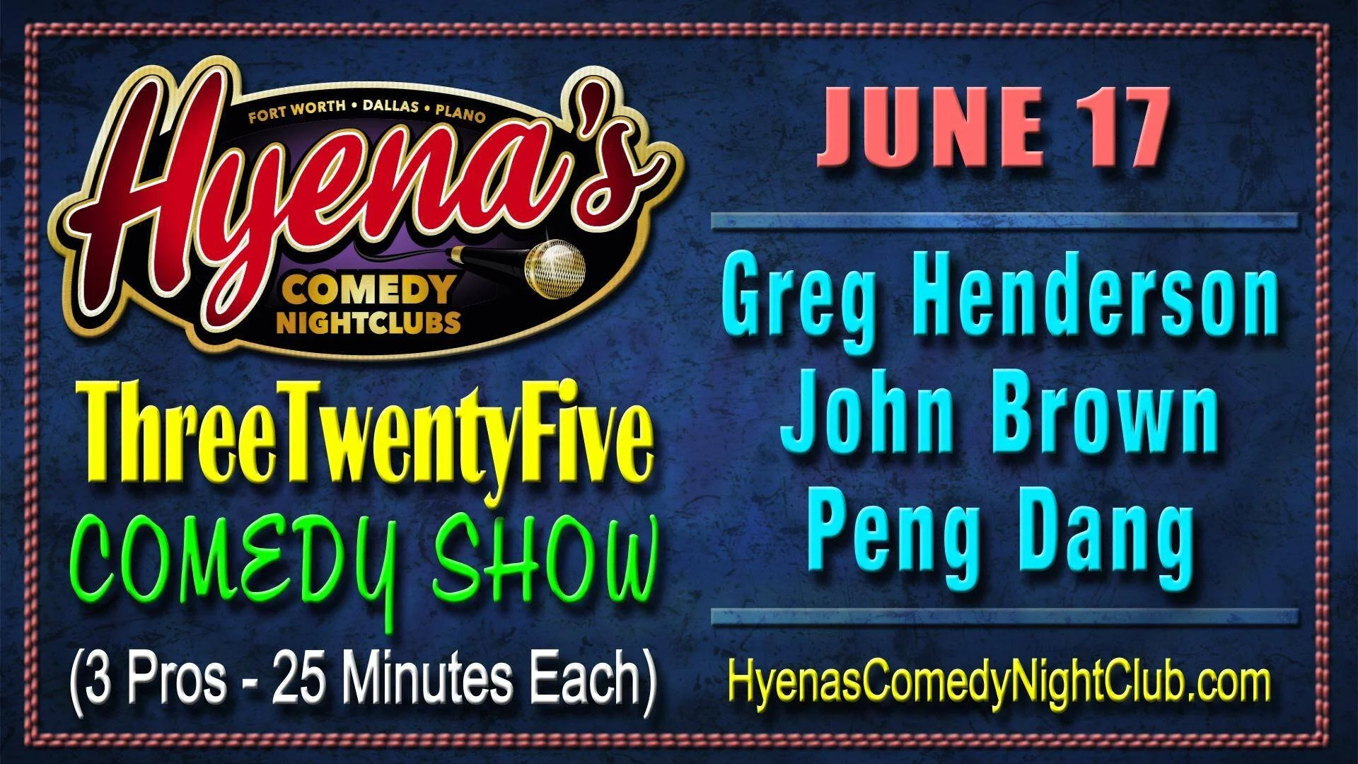 325 Comedy Show - FREE with a RESERVATION