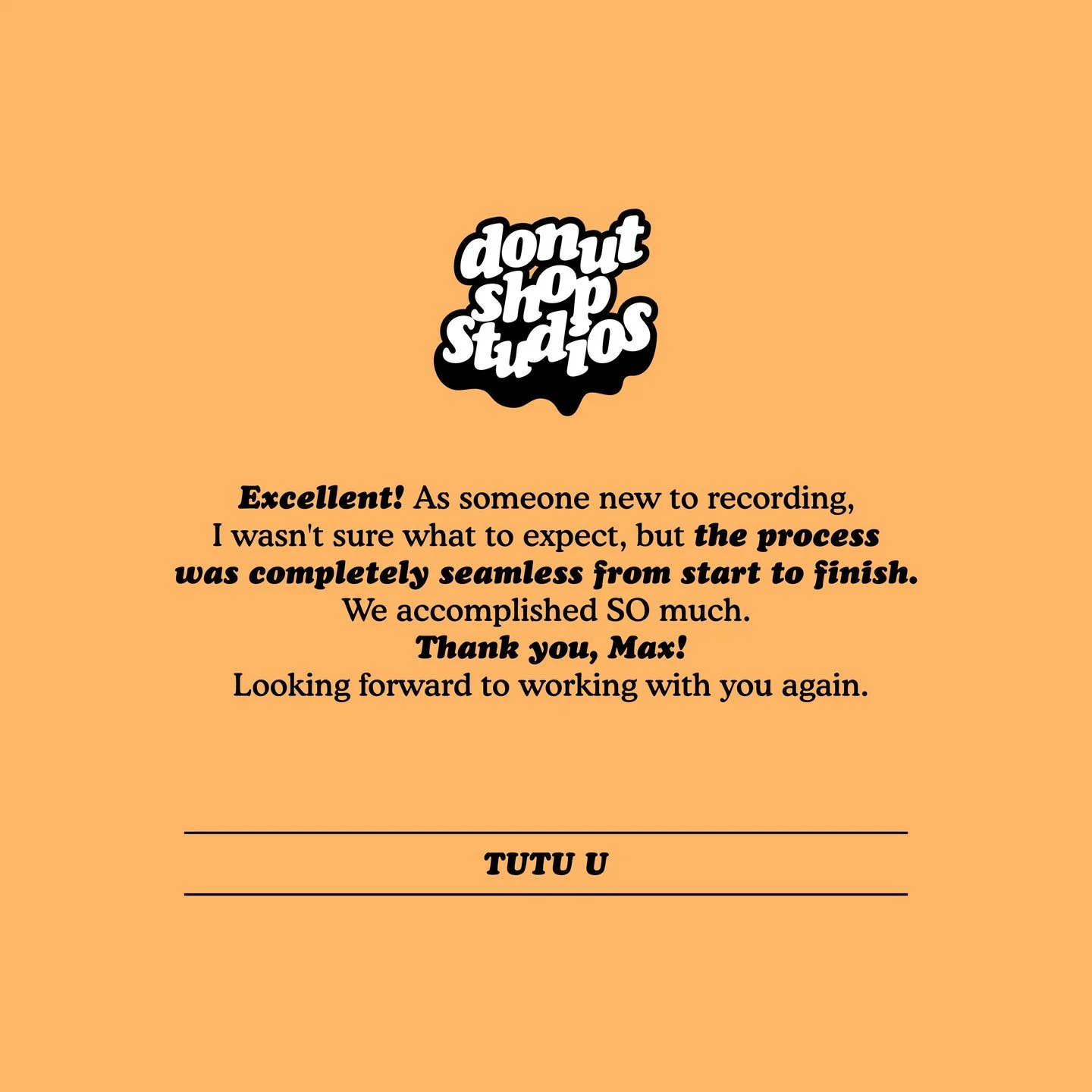 “The process was completely seamless from start to finish.”
Big thanks to TUTU U for this 5 STAR Review! That’s exactly the experience we aim to give every artist who walks through our doors. 🎶
If you’ve worked with us befo