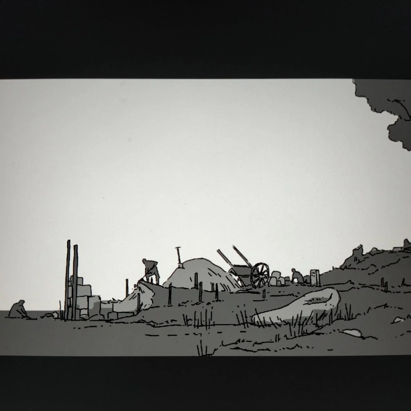 Working on a very little zine, nearly done. Should be riso printed soonTM, documentung 8000 years of one spot of land. 

Few random bits of wip tone comps, it's a lot wider than this, Instagram doesn't like wide things. 

#illustration #zine