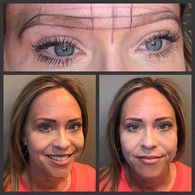 I&rsquo;m loving these gorgeous #combobrows. You can see the microbladed hairstokes with a soft powdered effect throughout the brow. This is my most requested and my personal favorite technique 🌈🌈🌈
&bull; 
#westomaha #lipigments #realtorlife #micr