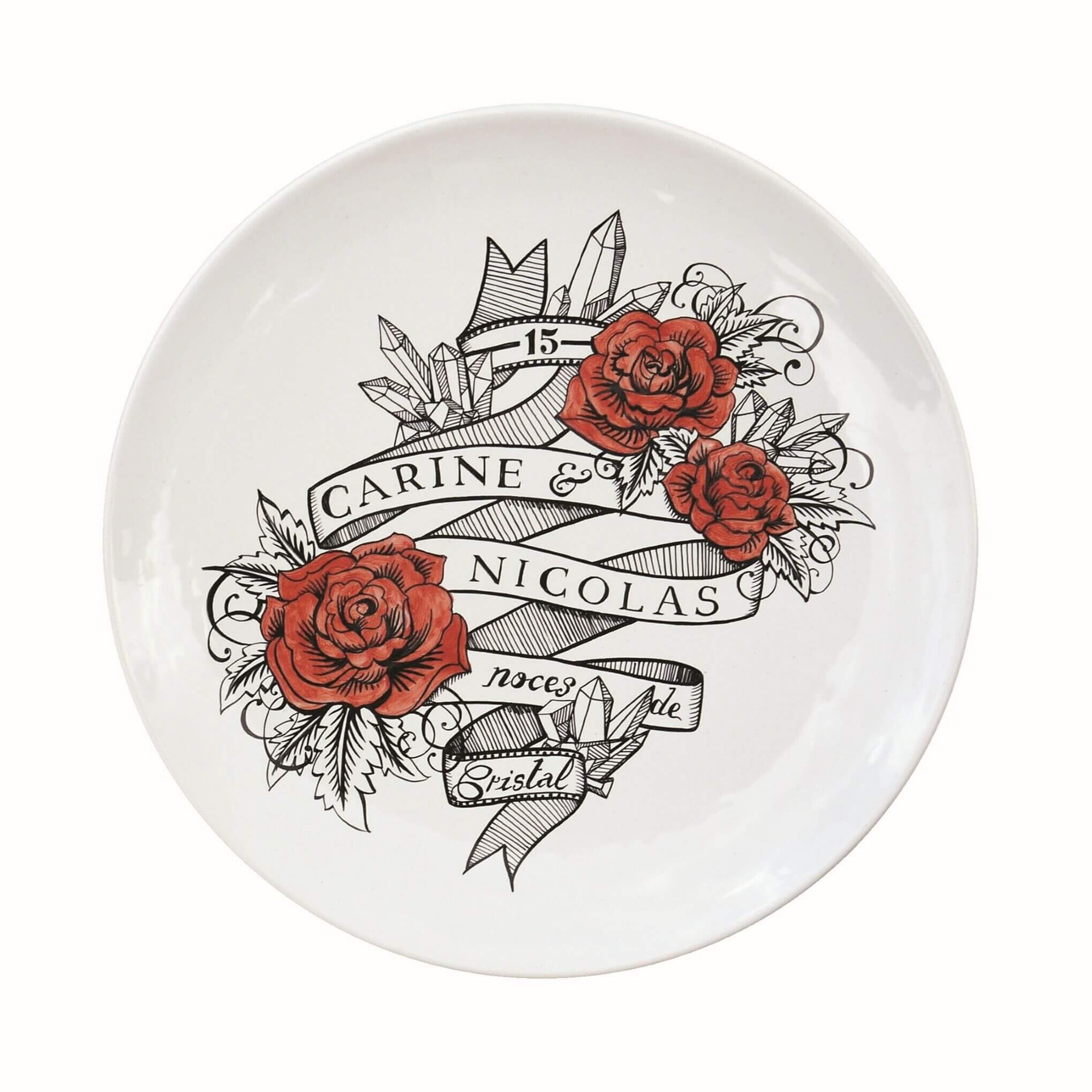 Custom-made plate for crystal wedding Faiencerie Georges