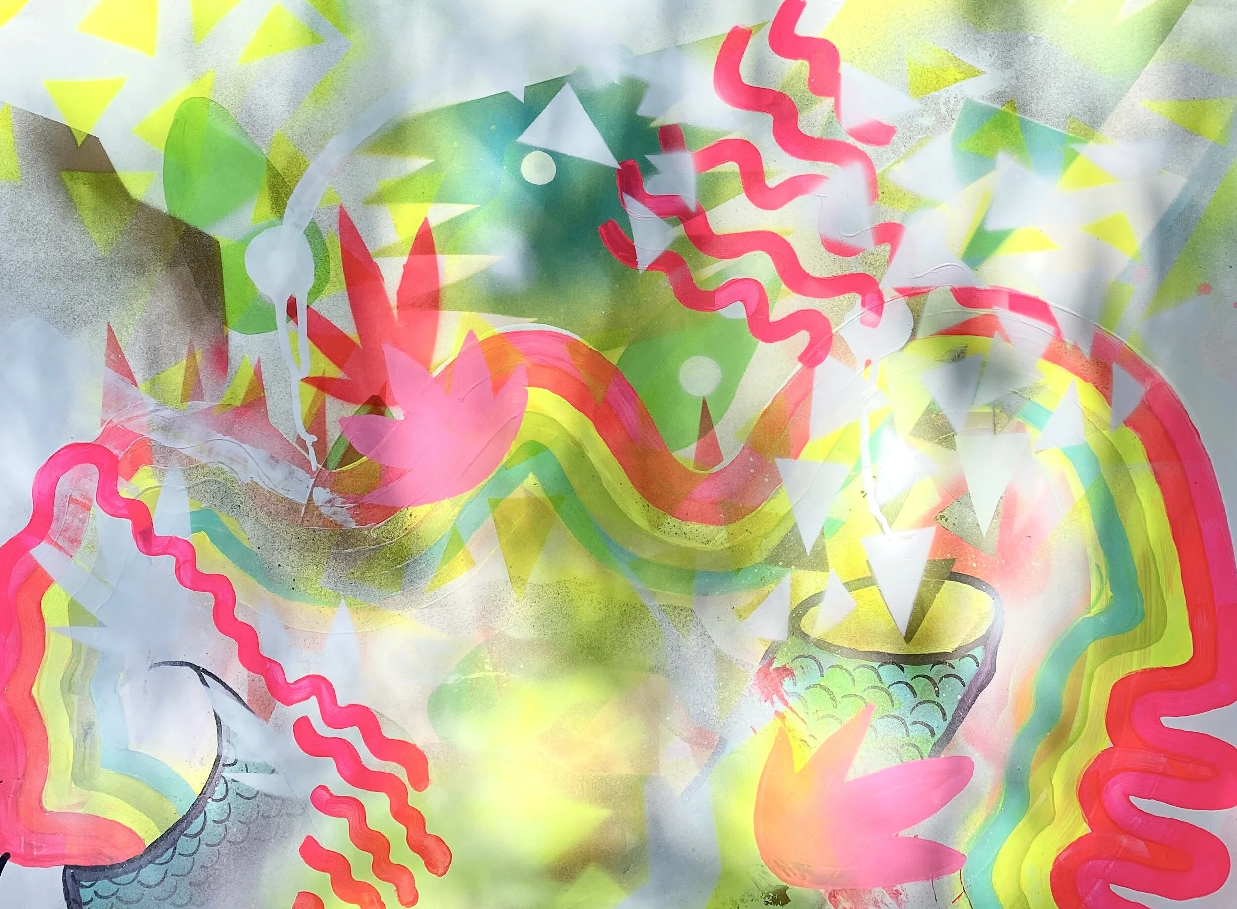 Movement, mixed media painting 
