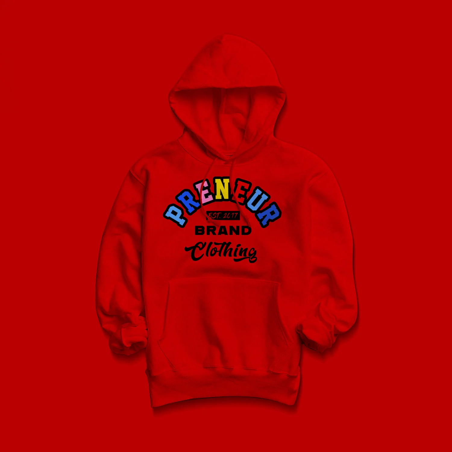Multi-Color Preneur Hoodie - Red