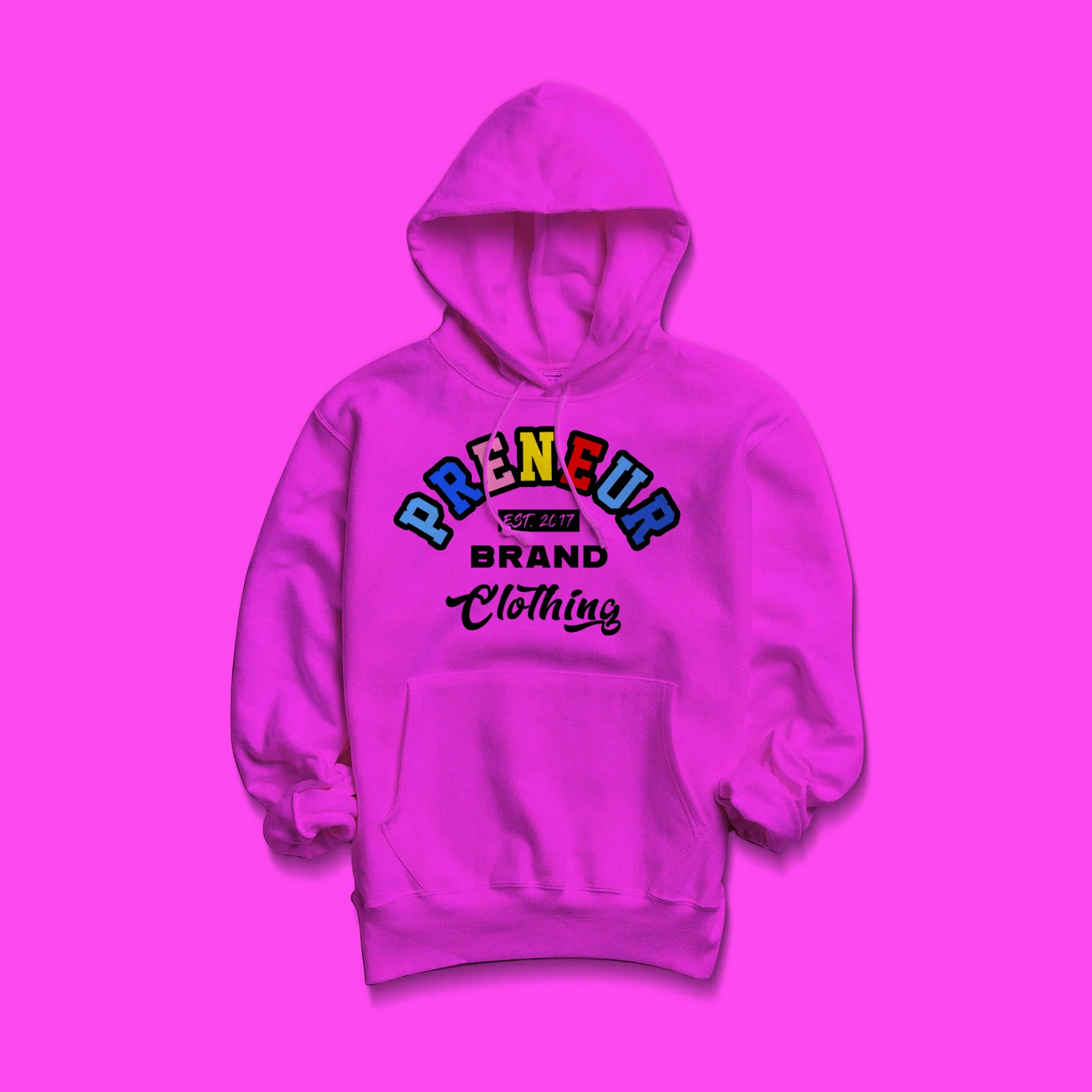 Multi-Color Preneur Hoodie - Hot Pink