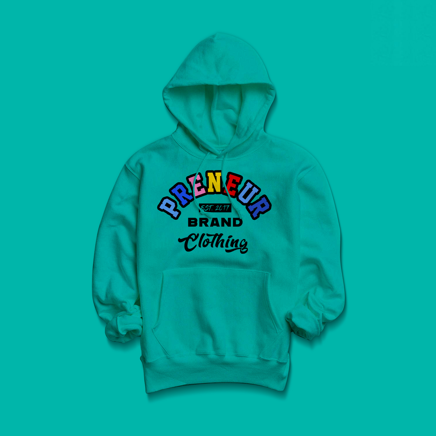 Multi-Color Preneur Hoodie - Turquoise