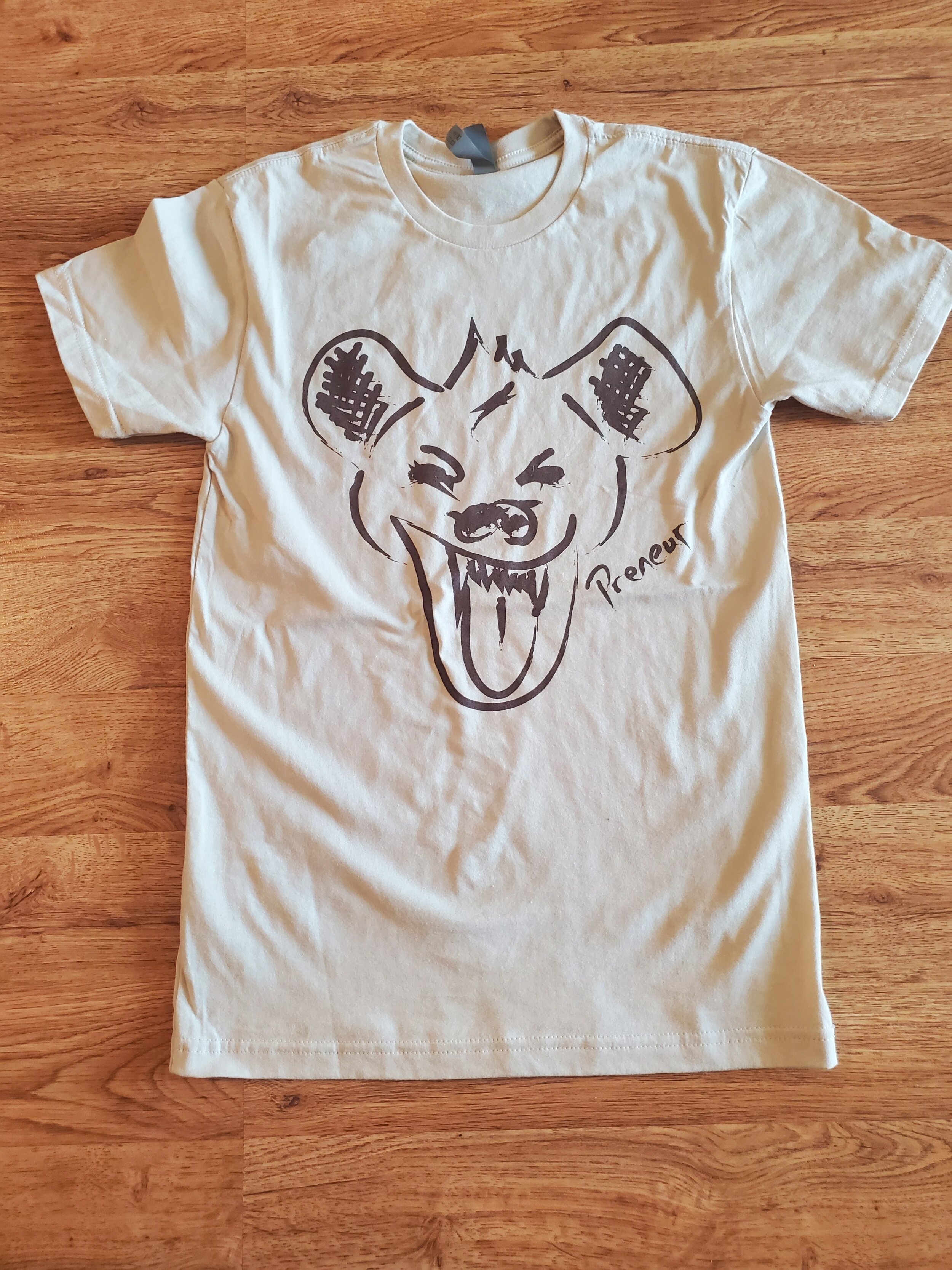 Hyena Quote Tee- Cream/Brown