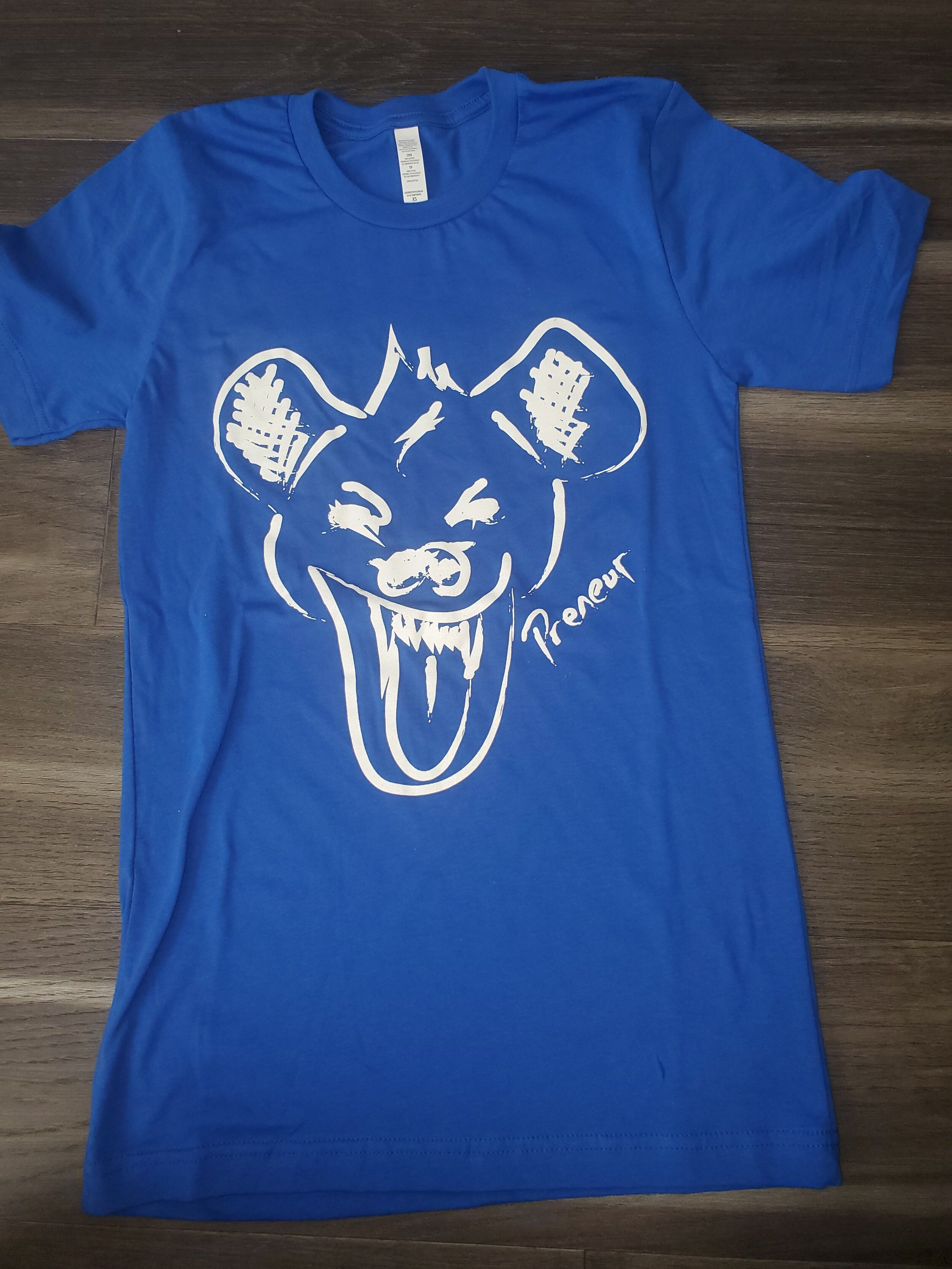Hyena Quote Tee- Royal Blue/white