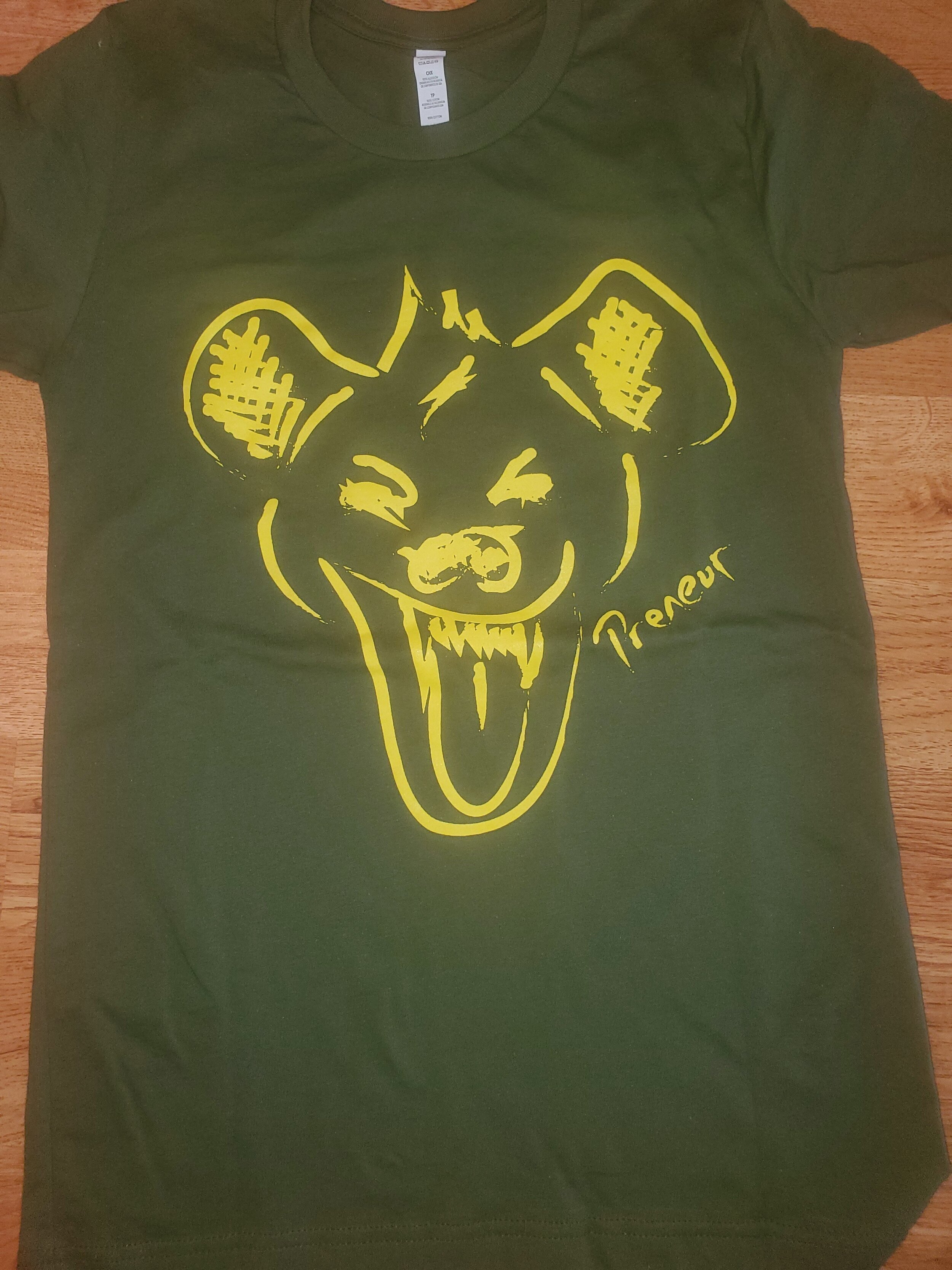 Hyena Quote Tee- Olive/Cream