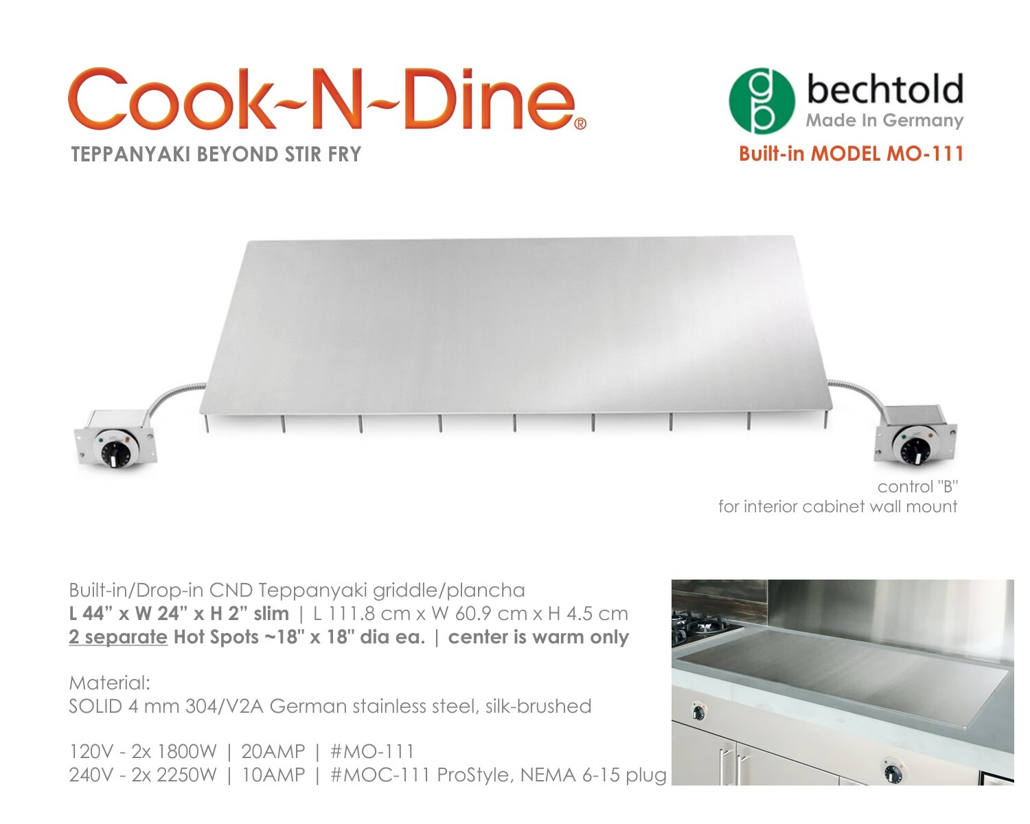 Cook-N-Dine teppanyaki grill cooktops for indoor + outdoor use, teppan  portables, tepanyaki dining tables for the home, 100% made in Germany