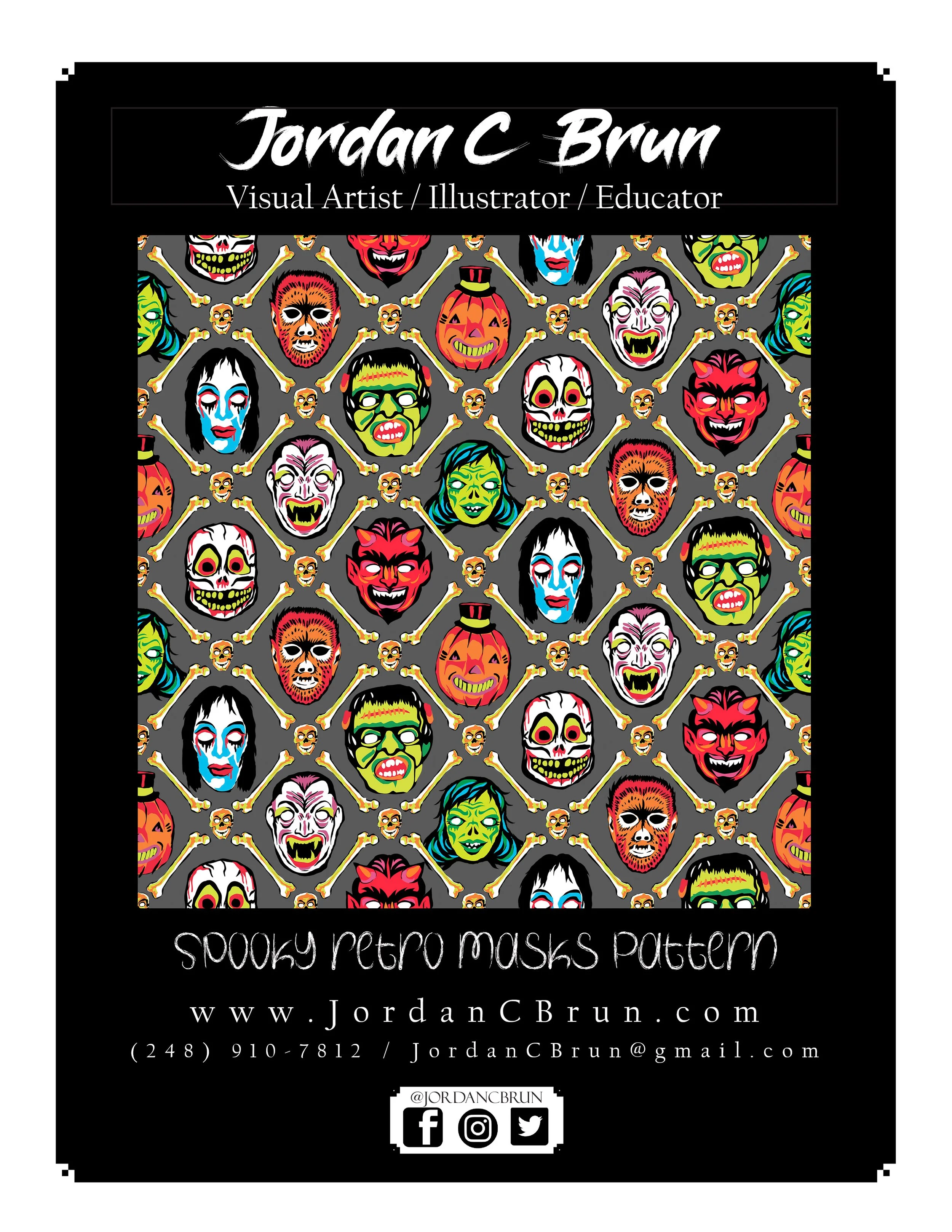 Spooky Retro Masks Design Sheet