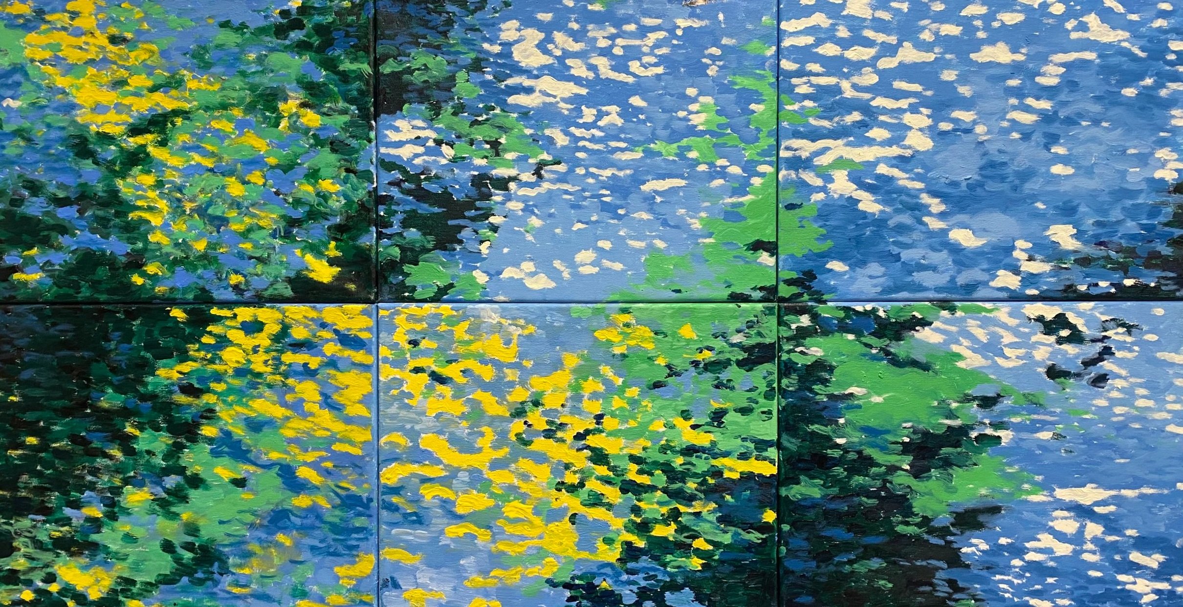 Small Sunlight Water (oil on canvas, 23”x43”)