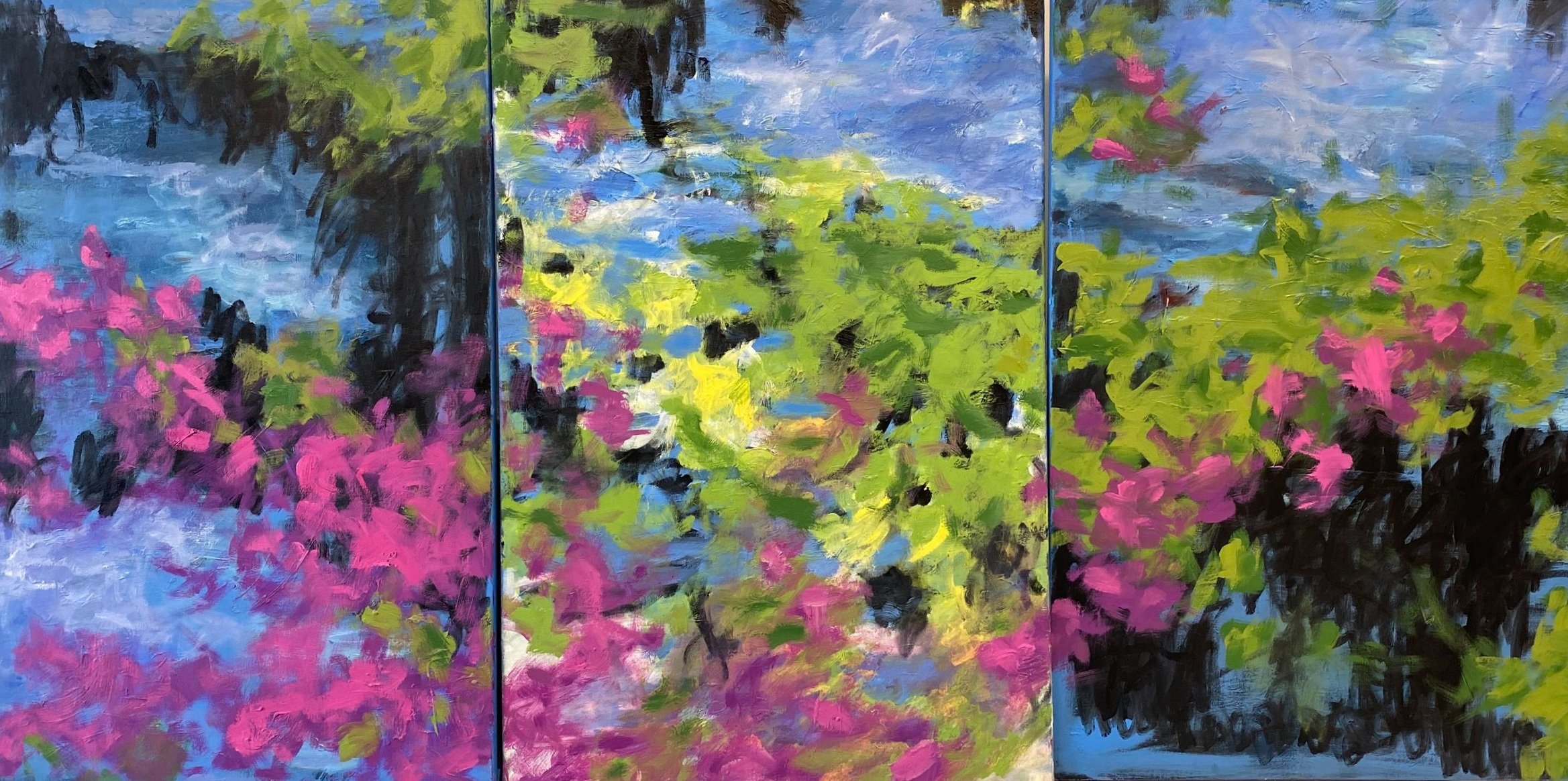 Water Reflection (oil on canvas triptych, 24”x36” each)