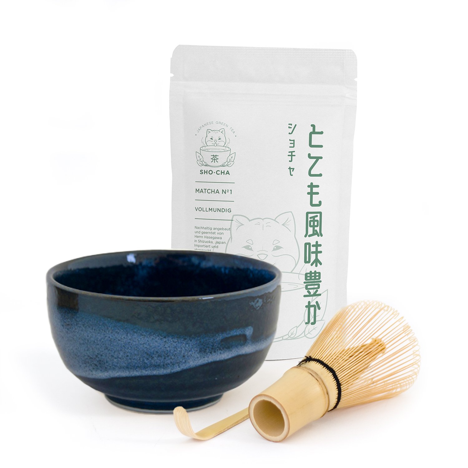 Matcha Set Noukon dunkelblau Blüten hochglänzend Pinselstrich.jpg