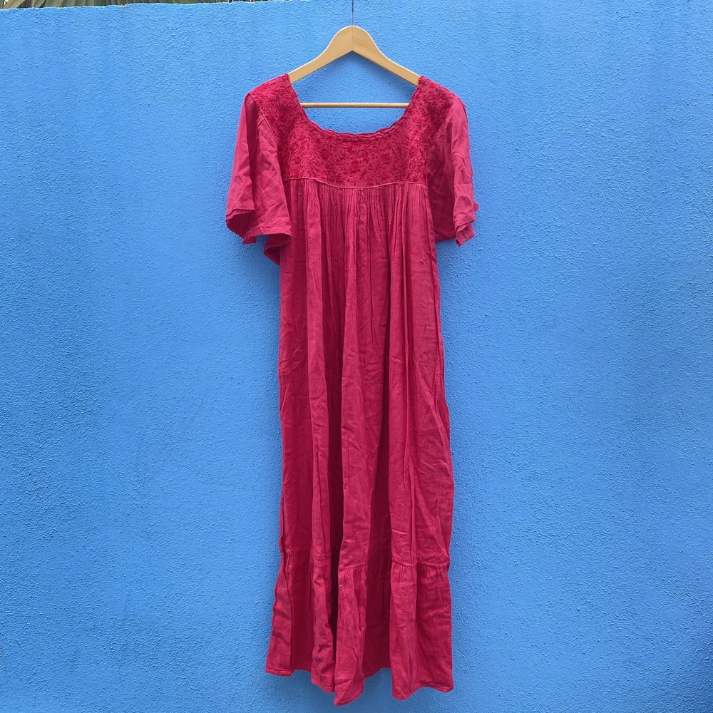 sachin and babi light blue dress Hand-embroidered Mexican Midi Dress — The Moon Sanctuary