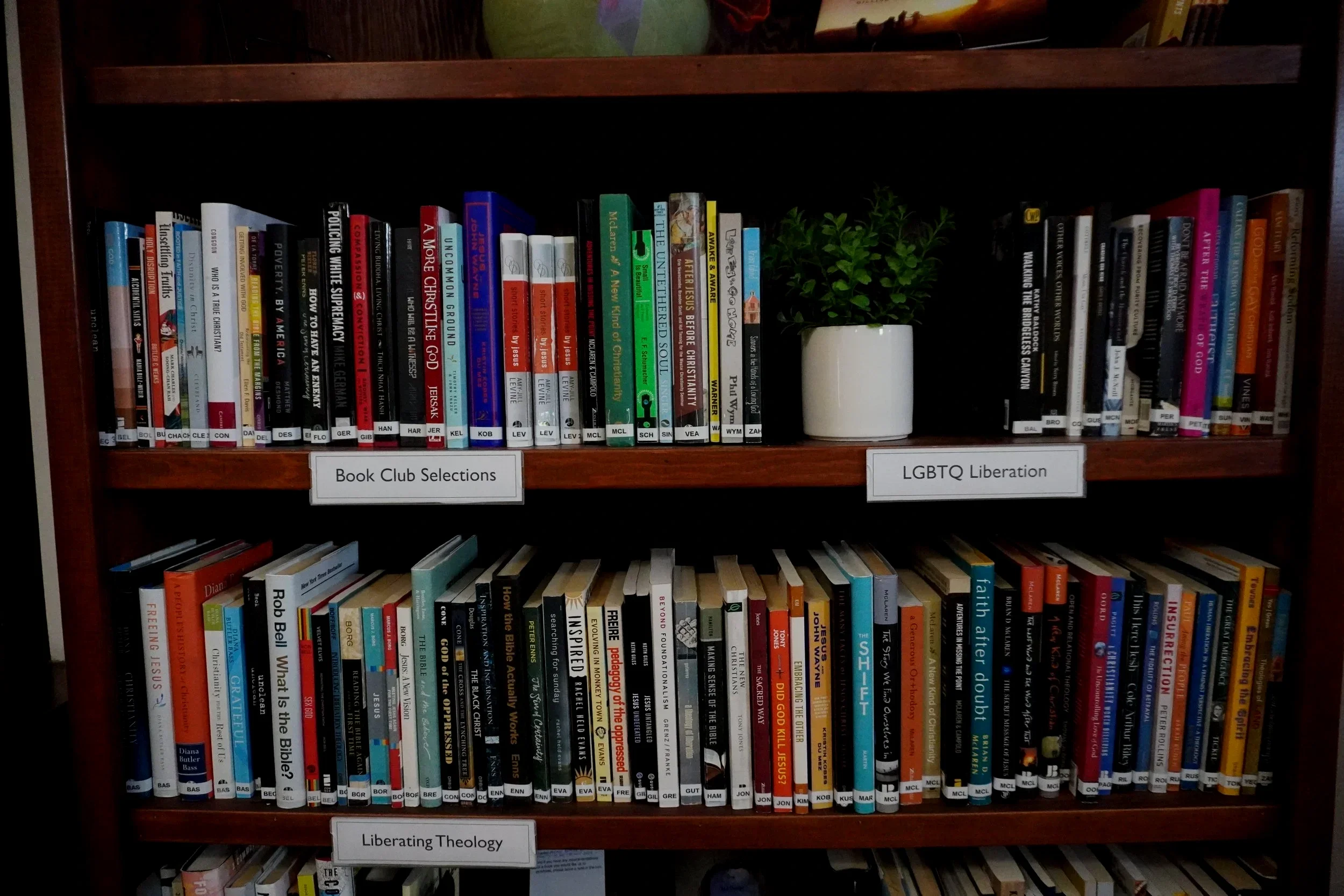   Lending Library   The OSC Lending Library is a curated collection of religious texts and resources focused on progressive Christianity, allowing community members to browse, borrow, and donate books to support their spiritual journeys.   Learn More