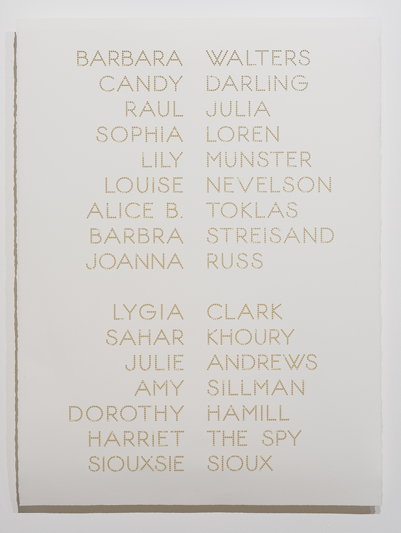 Cast List: Barbara Walters , 2015, laser-cut BFK Rives paper, 28 x 22”