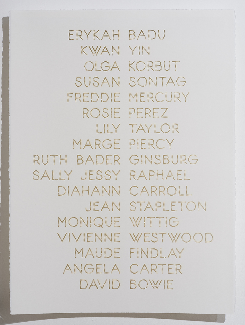 Cast:List: Erykah Badu , 2015, laser-cut BFK Rives paper, 28 x 22”