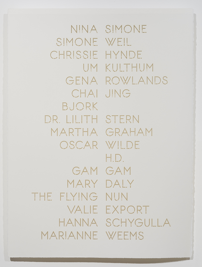Cast List: Nina Simone, 2015, laser-cut BFK Rives paper, 28 x 22”