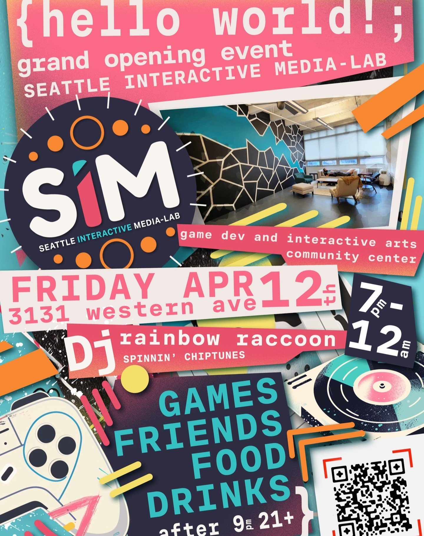 Drop in for the grand opening of &quot;The SiM&quot; at the edge of Belltown Seattle. It's a community hub for creativity and technology enthusiasts. Whether you're into interactive media, game development, or digital art, we offer a hands-on, inclus