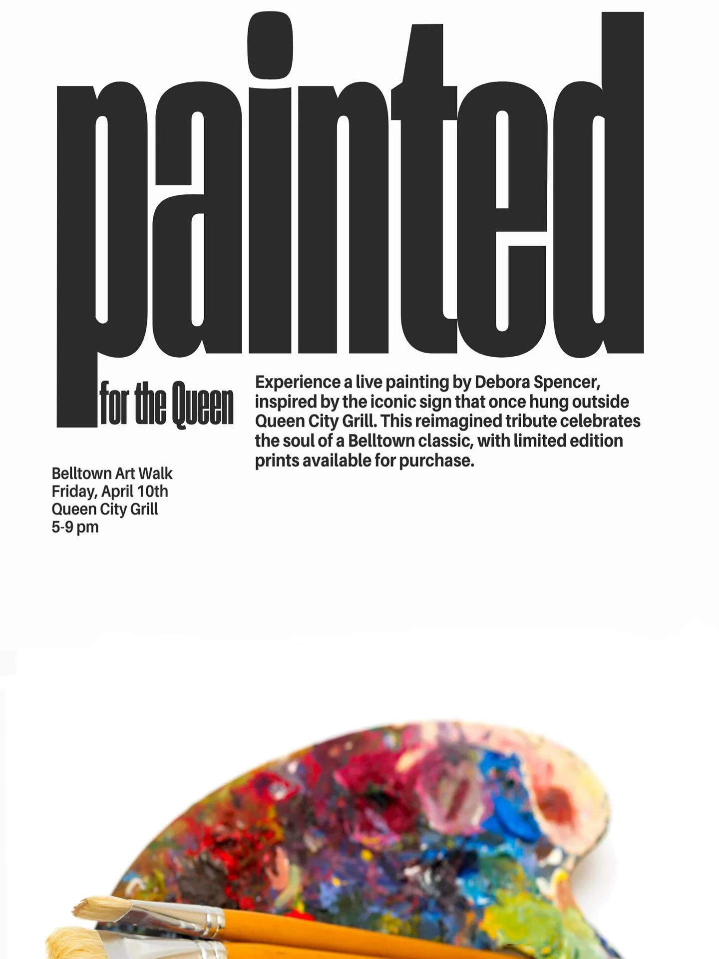 Experience live painting with Debora Spencer during the April 10th art walk at @queencitybelltown from 6-9pm! #seattleartists #artwalk #belltown #historicbuildings