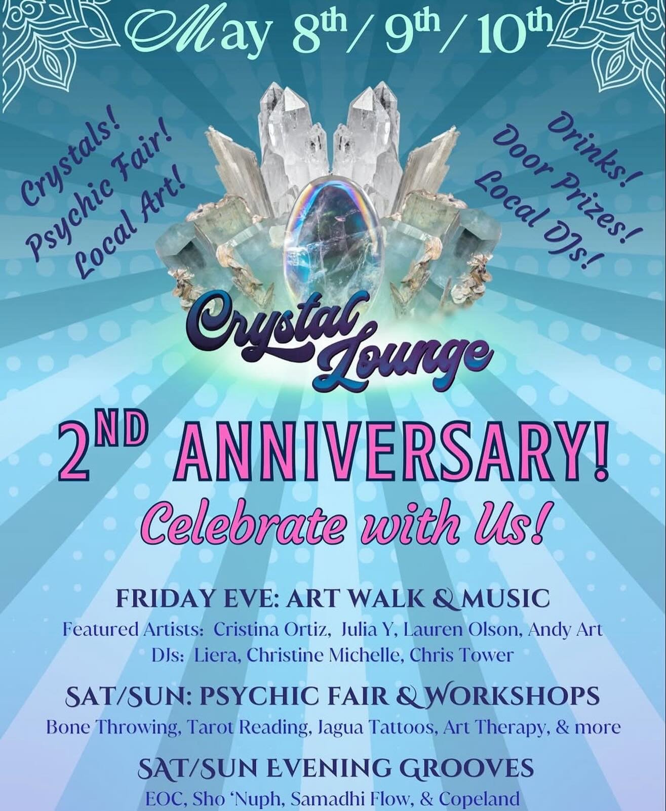 Get @reshare_app &bull; @crystal.lounge.seattle 

You are invited to 2 days full of celebration! Join us at Crystal Lounge by Crystallography Gems on Saturday, May 9th &amp; Sunday, May 10th for our special 2-Year Anniversary Event.
To celebrate we w