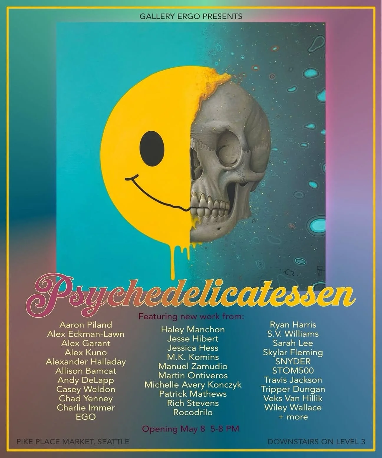 Get @reshare_app &bull; @gallery.ergo 

We couldn&rsquo;t be more excited for our next group exhibition: PSYCHEDELICATESSEN returns to Gallery ERGO this next Friday, May 8th. Boasting a heavily stacked lineup of dozens of the coolest artists doing it