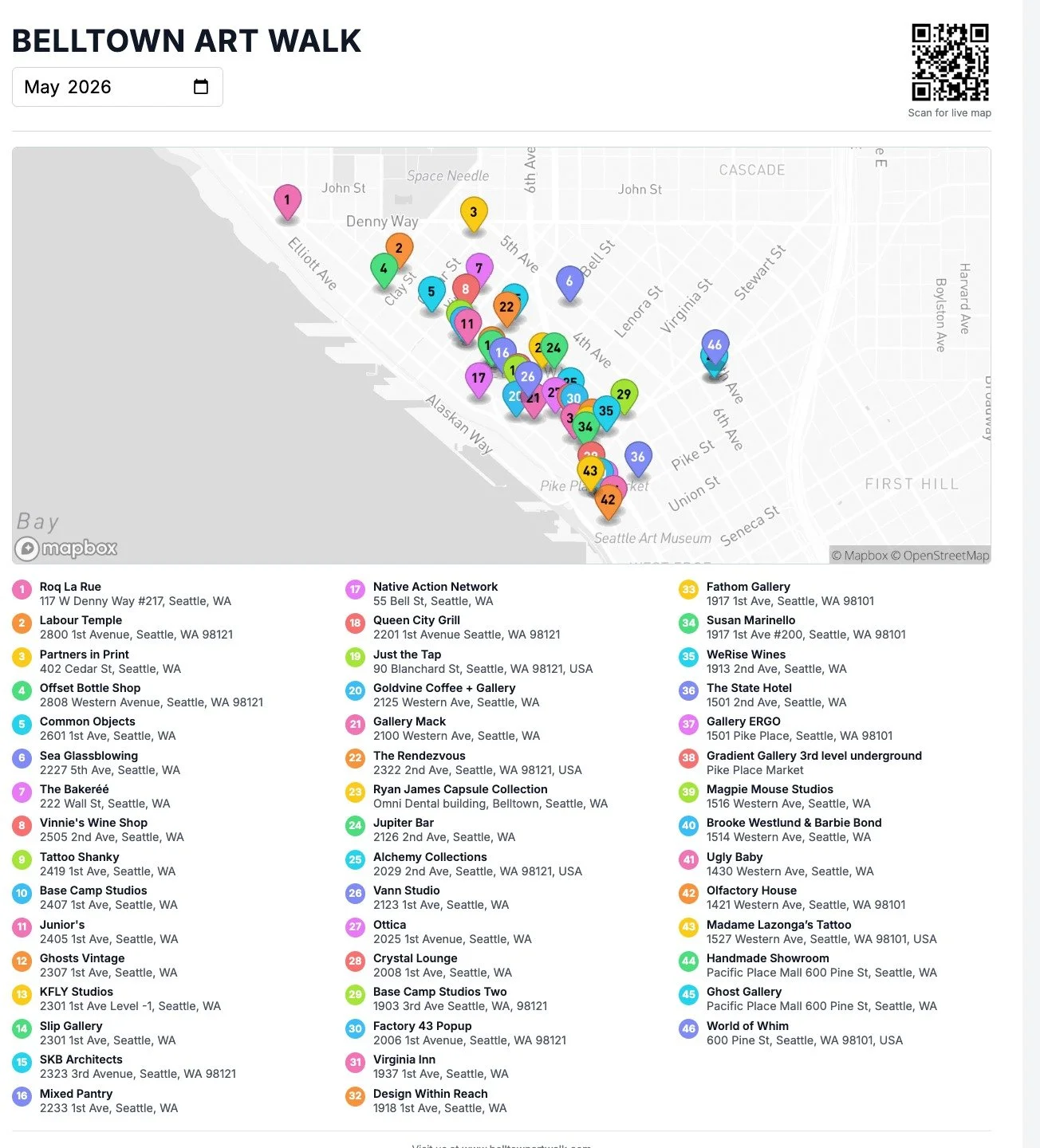 Get ready to experience art throughout the Belltown neighborhood this Friday, May 8th from 6-9PM! This event features art exhibits and open art studios where you can view artwork by and have chats with more than 100 local artists. We will have live m