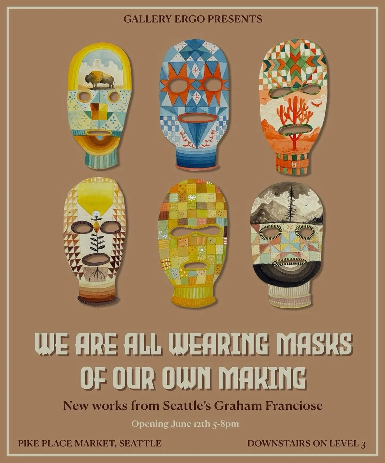 Get @reshare_app &bull; @gallery.ergo 

We are very pleased to welcome our friend Graham Franciose back to Gallery ERGO for his latest solo show! WE ARE ALL WEARING MASKS OF OUR OWN MAKING opens Friday June 12th, 5-8pm. No RSVP necessary. A preview w