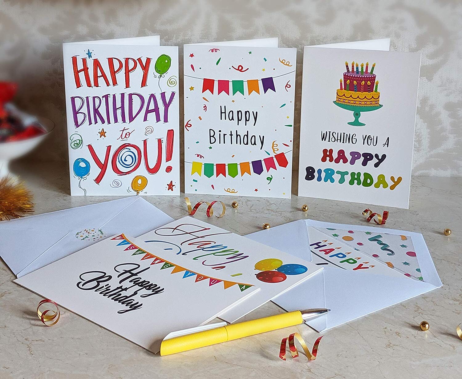 100 Happy Birthday Cards, Large Assorted Greeting Notes with Envelopes and  Stickers, 10 Unique Designs, 5x7 Inch, Thick Card Stock Bulk Box Set — T&M  Quality Designs LLC a U.S Company