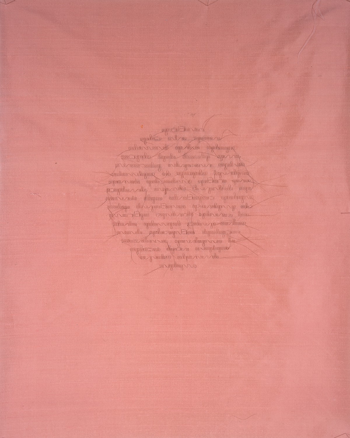 "Blush Circle," 2003, artist's hair on silk, 28" x 22"