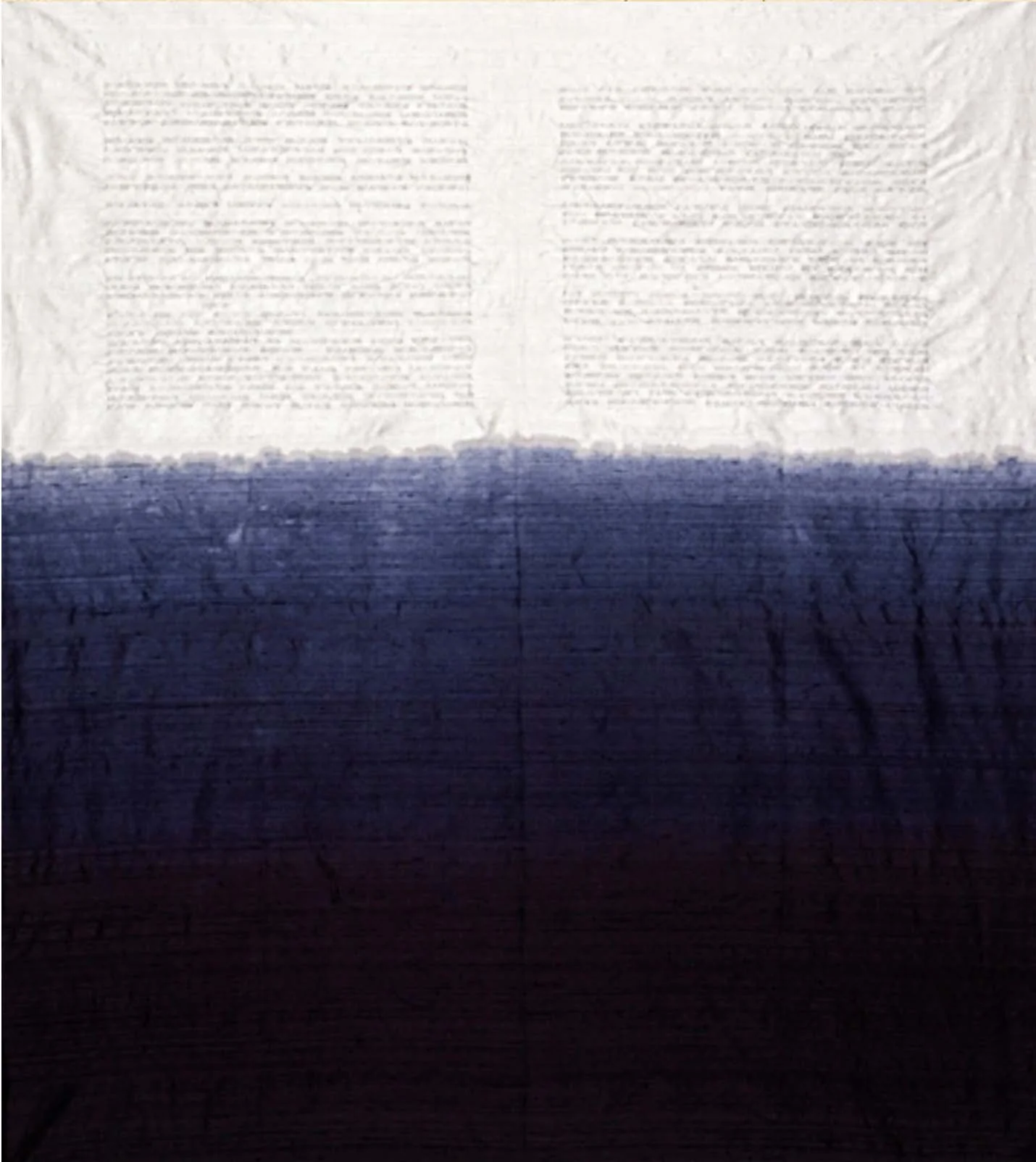 "Horizon/Marine," 2009, artists' hair, dye, silk, 50" x 44"