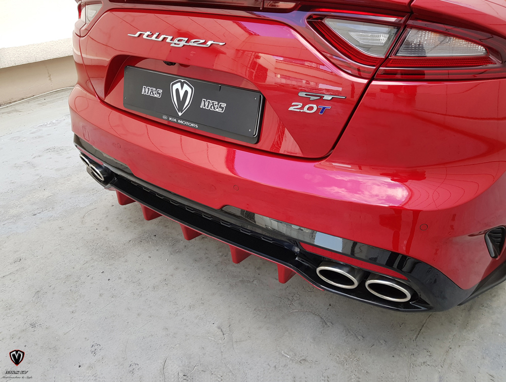 For Kia Stinger Type M Carbon Rear Diffuser Shark Fin Add On 2018 MS Style 