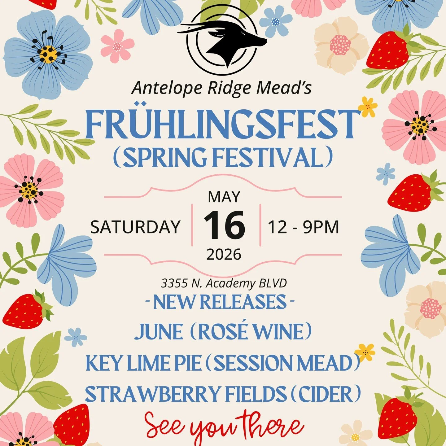 It's a Fr&uuml;lingsfest! 
Inspired by the Spring Festivals in Germany, we are unveiling a trio of new flavors!

June - a semi-sweet rose wine with hints of raspberry 12%

Key Lime Pie - a session mead with key lime, vanilla, and graham cracker (gl&u
