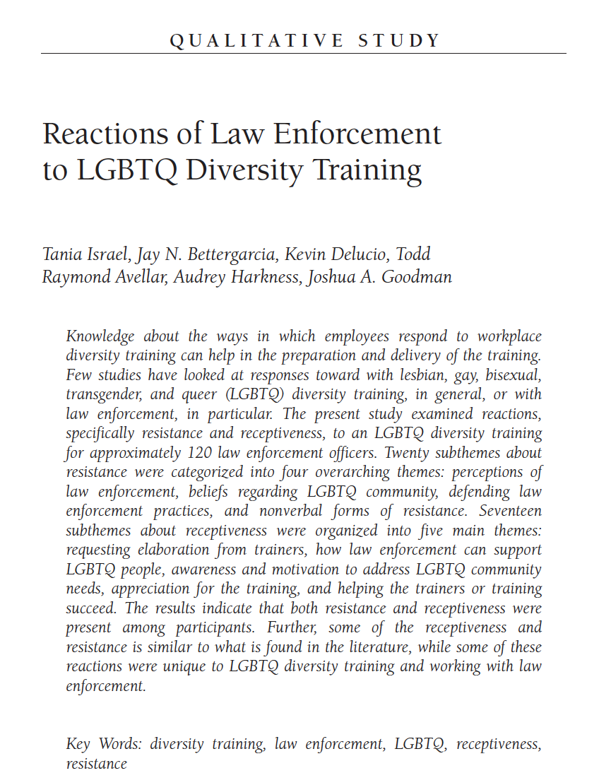 Reactions of Law Enforcement to LGBTQ Diversity Training