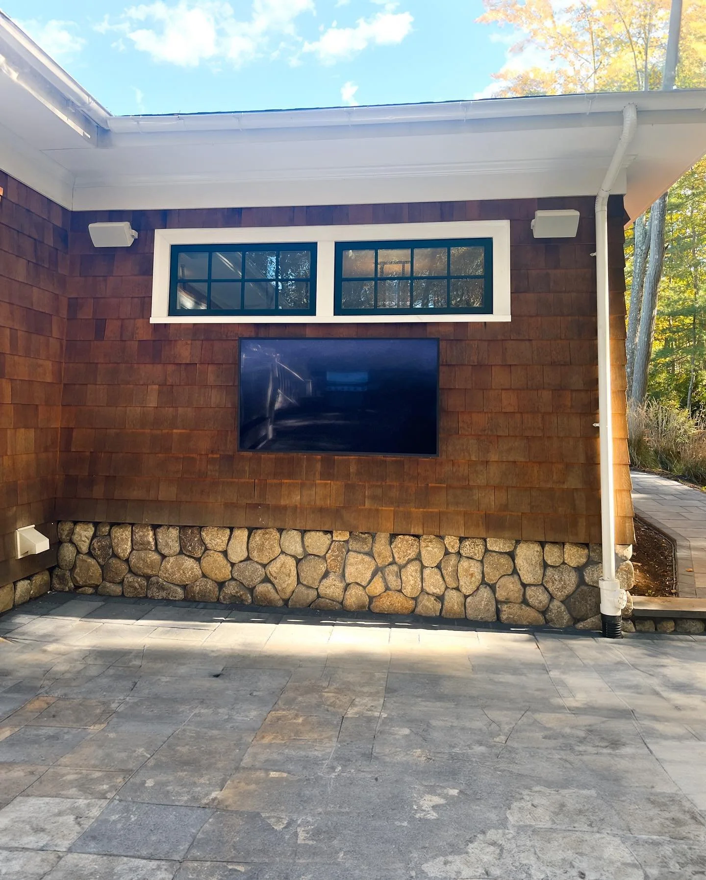 65&rdquo; Samsung Terrace TV with Outdoor Proficient Speakers and a Sonos Amp in Dedham