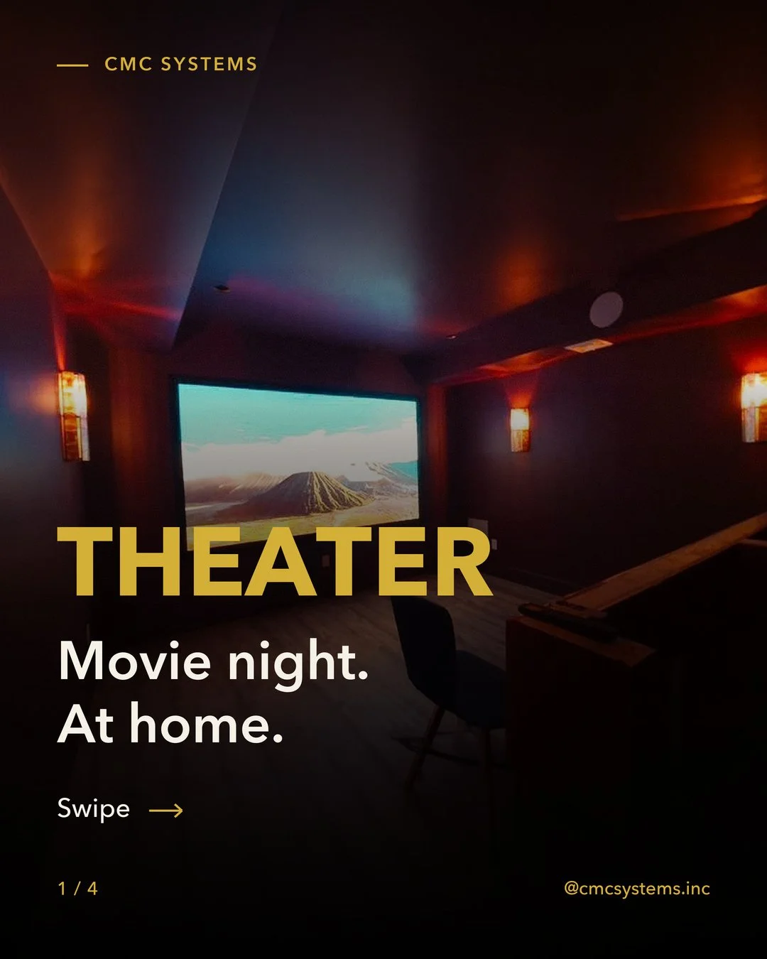 Movie night, at home.
CMC Systems builds basement theaters across Needham, Newton and Wellesley.
Big screen, real sound and lights that dim when the movie starts.
Free consult. (617) 322-4485
#needham #bostonhomes #hometheater #basement #cmcsystems