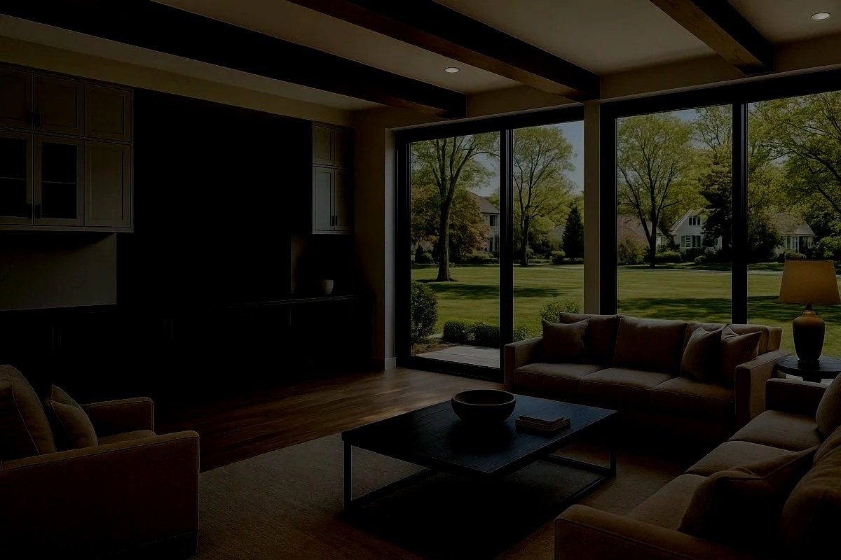 Living room and entertainment system featured on CMC Systems’ website