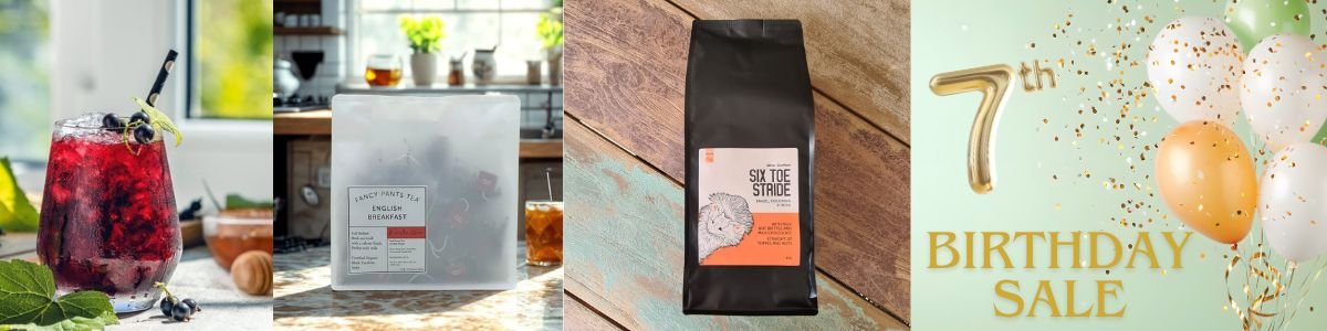 Website banner for Emu Coffee. Welcoming you to our website store. Female led business.