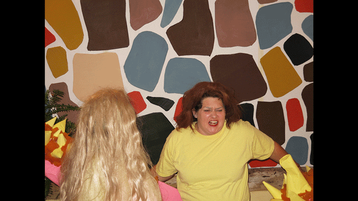 Self-portrait with Pink Claws monster (GIF), 2015