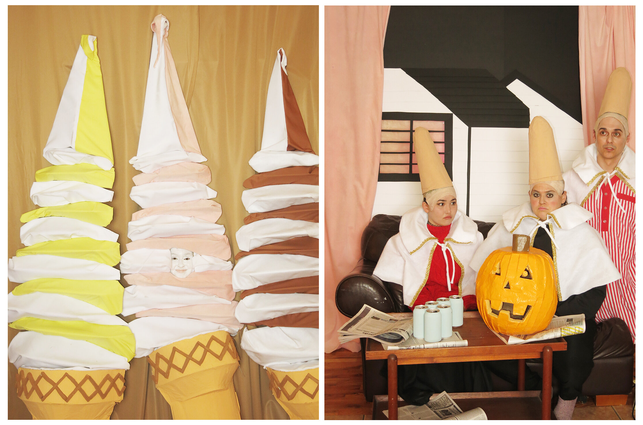   Self-portrait as an ice cream cone/Self-portrait as a conehead in Those 3 ice-creams Totally Looks Like the cone- heads from SNL by anonnny  