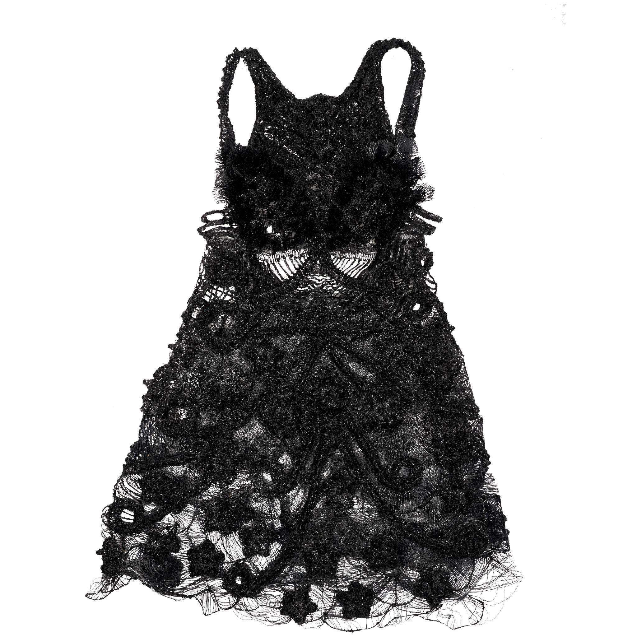 Julia Daviy’s 3D Printed Clothing Lab: The Black Ocean Parametric DressThis dress is 3D-printed manually and is 3-dimensional and made from mixed filaments – flexible TPU and flexible biodegradable PLA. The elements of bra zone as the shoal of jelly…