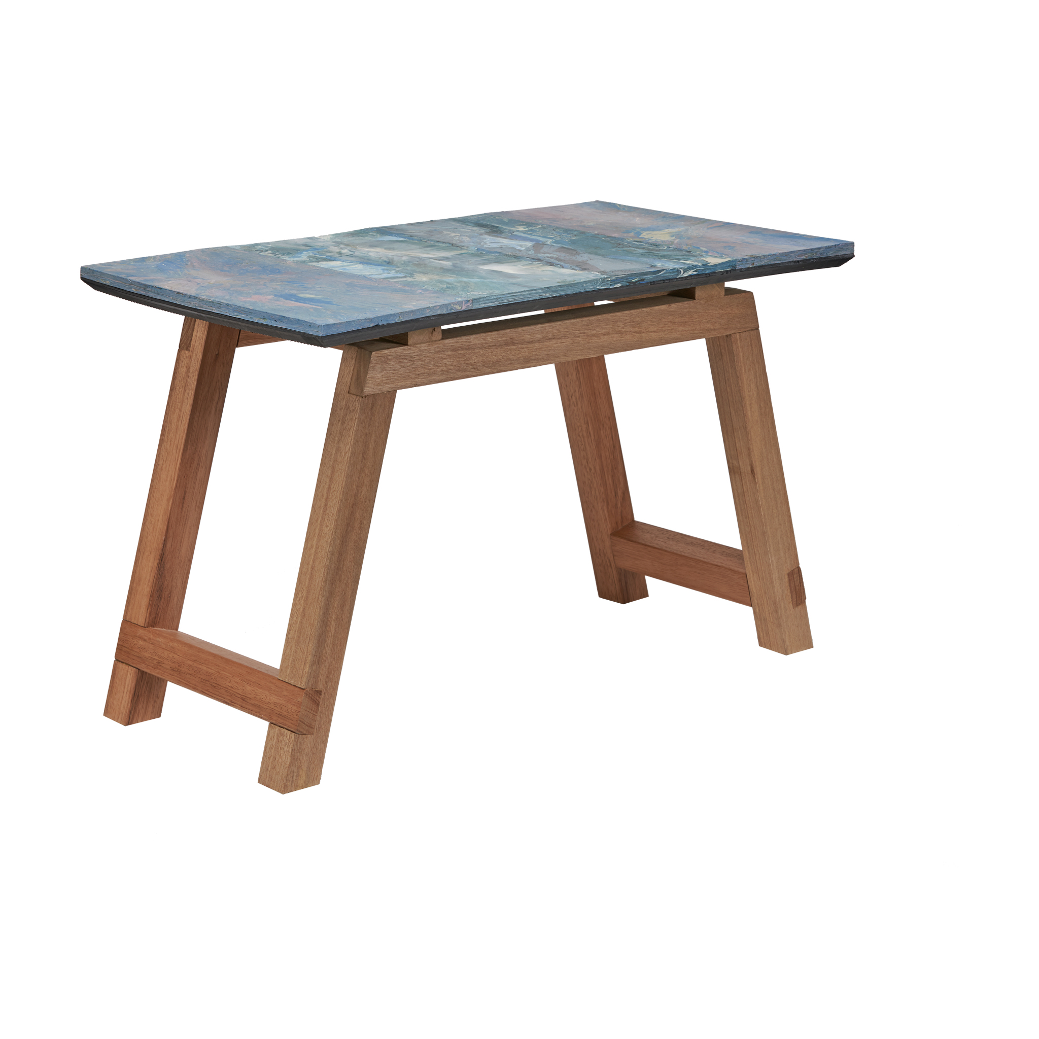 POLIMEER: PIANO TABLEThe low-table is hand-made in the Netherlands, featuring a top surface in Polimarble®. Polimarble® is a new and innovative marble looking material made with plastic waste such as bags and bubble wraps and crafted by hand. Polime…
