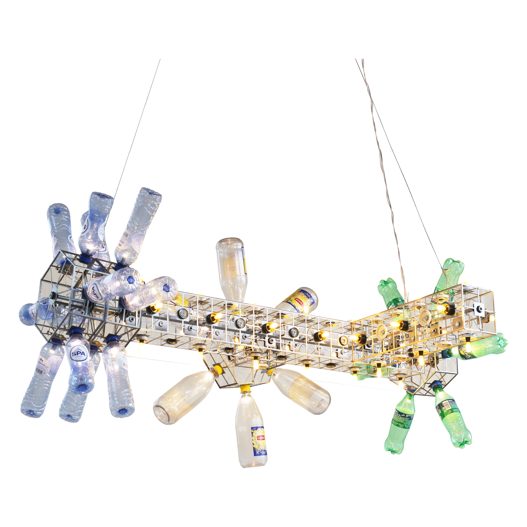 PIET HEIN EEK: PET BOTTLE LAMPDesigned in 2016 and presented at the Dutch Design Week. The lamps are built on a punched frame and can be customized in almost any form. The lamps are nicknamed 'the space ship lamps'. The lamp shades are recycled pet …