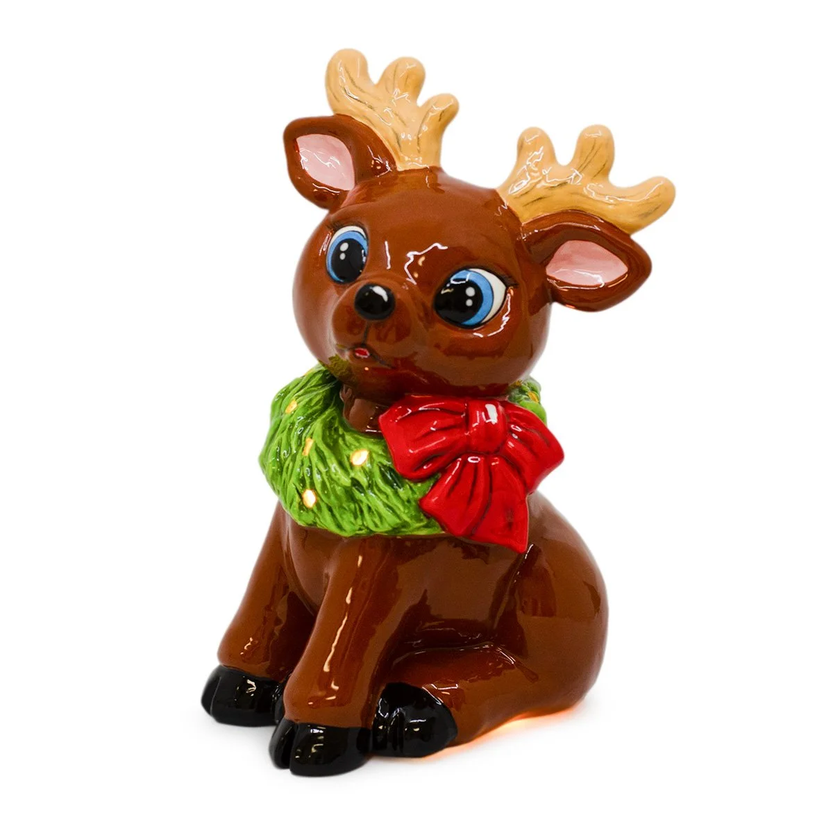 Vintage Reindeer with Wreath Lantern