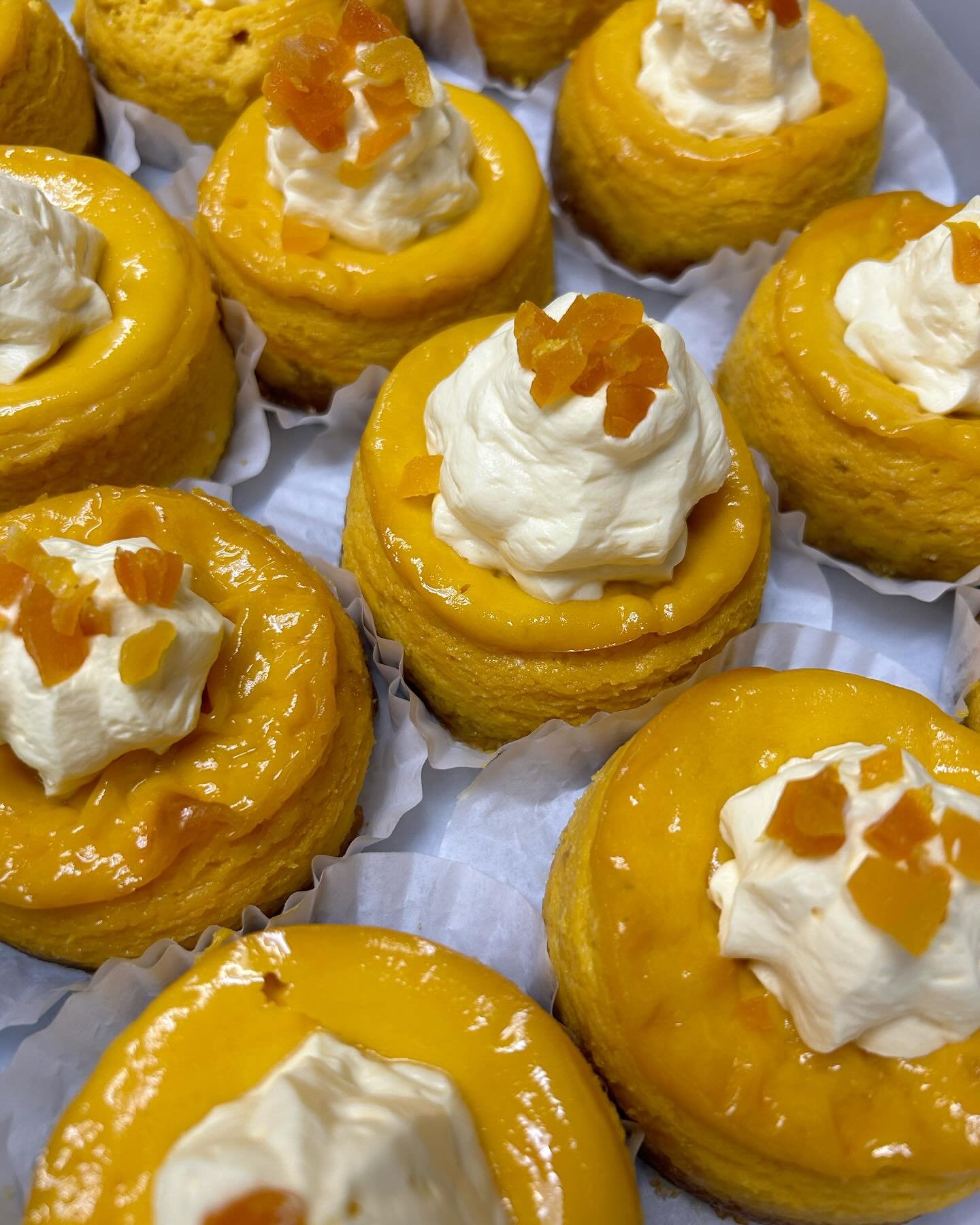 Coming to the pastry case, mini mango cheesecakes #spoilyourmom #mothersday #kiwicafechester #chesterns