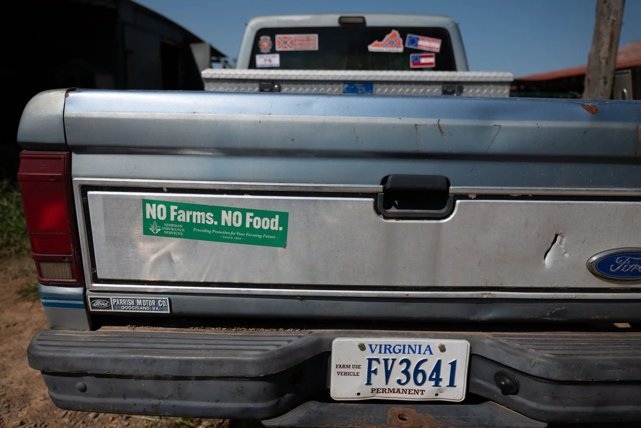 Stickers on Kenney Barnard’s truck.