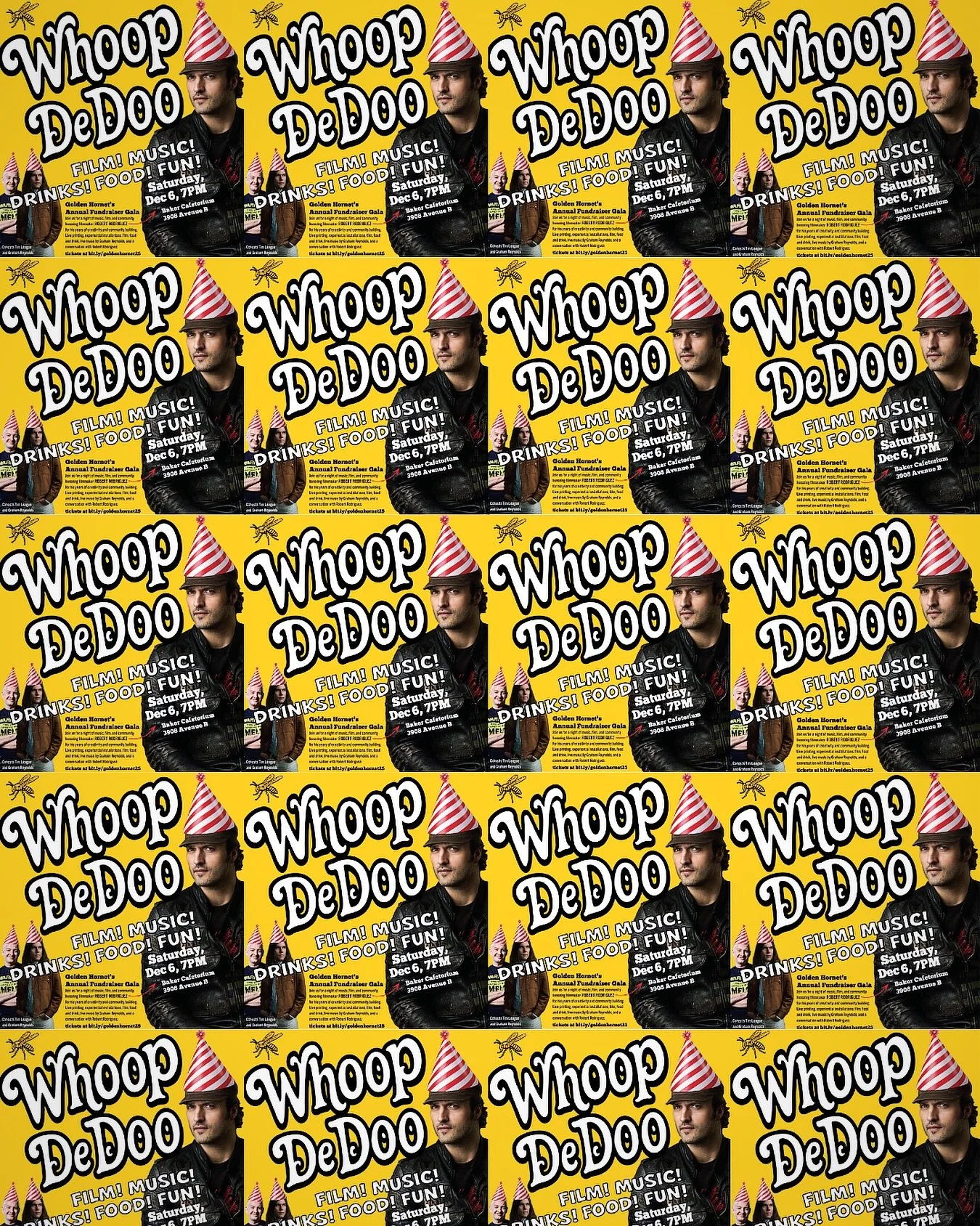 ⁣🎉 ONE MONTH AWAY! 🎉 Join us Dec. 6 for the Whoop-De-Doo &mdash; a night of music, film, food &amp; community honoring Robert Rodriguez 🎬🎶⠀
⠀
✨ Hosted by Tim League⠀
🎵 Live music by Graham Reynolds⠀
🎨 Live printing &bull; Conversation &bull; Dr